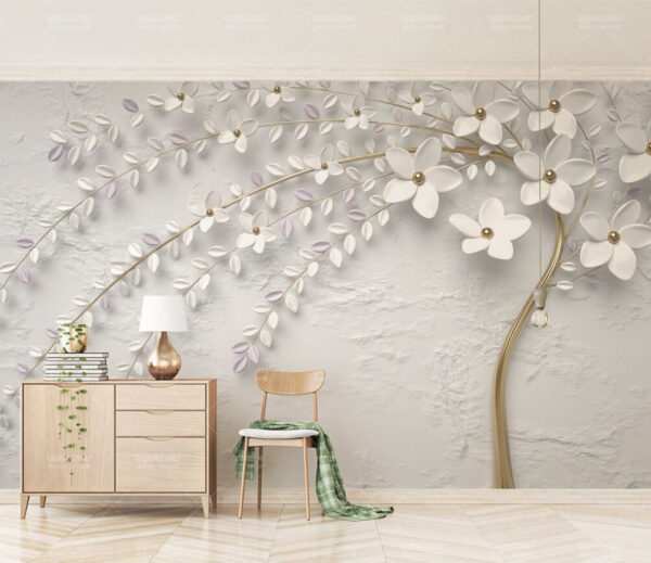 Elegant White Floral Wall Artistry Elegant White Floral Wall Artistry