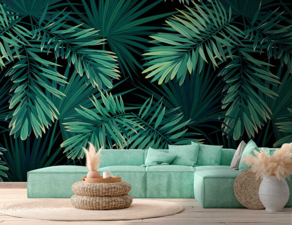 Tropical leaves on a dark background Tropical leaves on a dark background