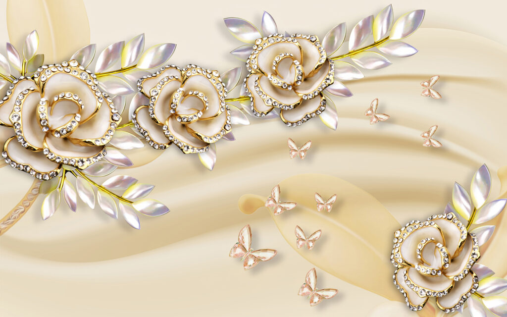 Elegant roses with delicate butterflies Elegant roses with delicate butterflies