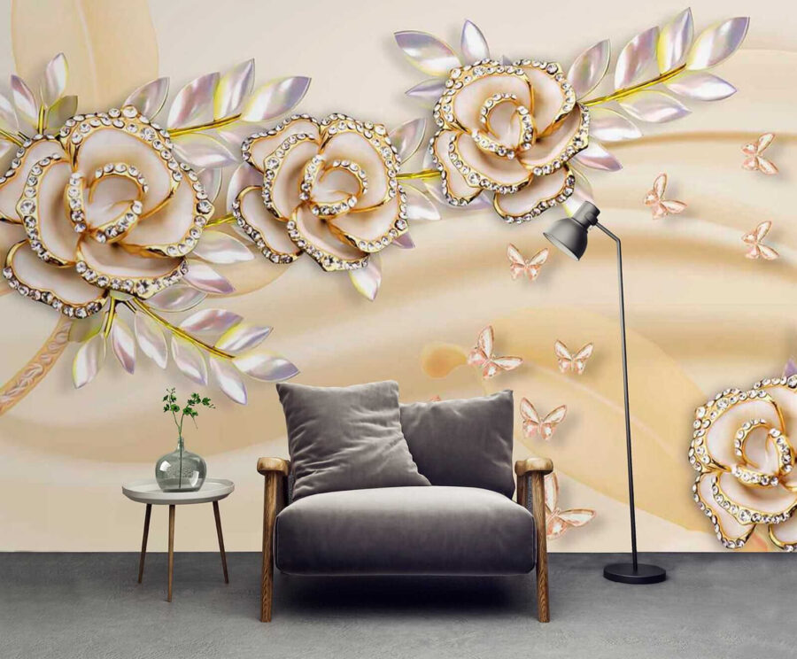 Elegant roses with delicate butterflies Elegant roses with delicate butterflies