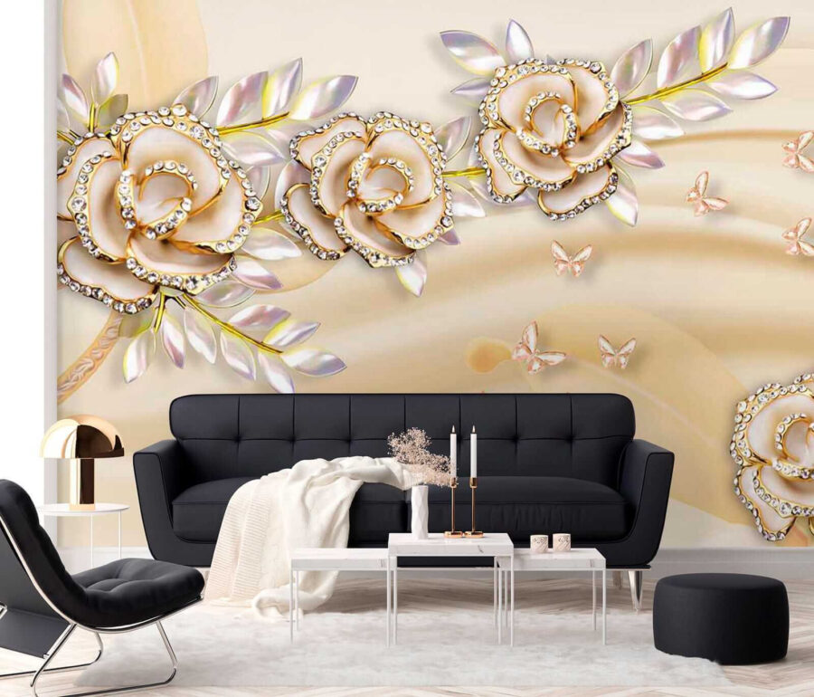 Elegant roses with delicate butterflies Elegant roses with delicate butterflies