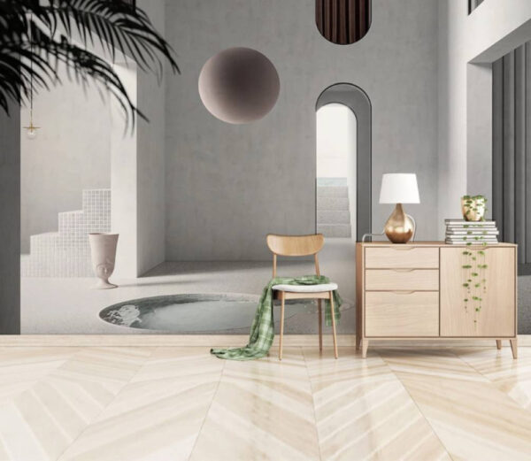 Room with a pool and a chair Wall murals Room with a pool and a chair