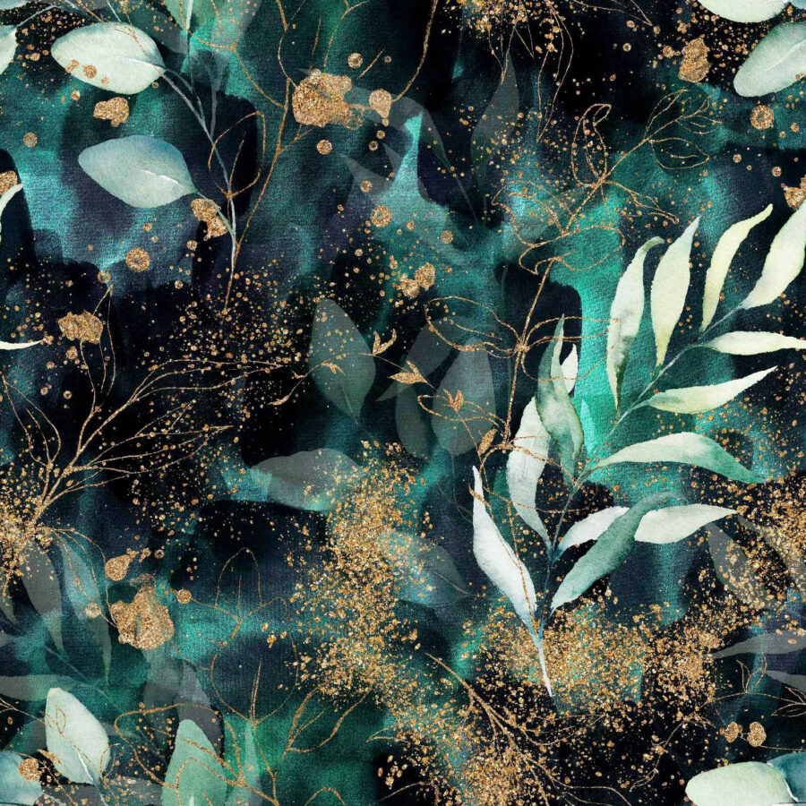Elegant leaves in sparkling midnight hues Elegant leaves in sparkling midnight hues