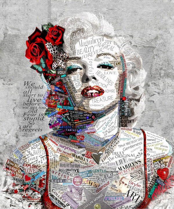 Woman with red lips and flowers Woman with red lips and flowers