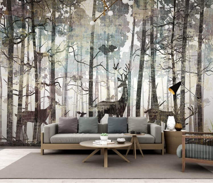 Group of deer in a forest Group of deer in a forest