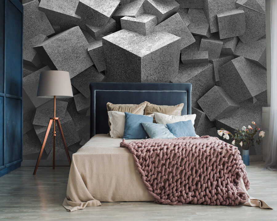 Wall murals Pile of grey cubes - Image 2