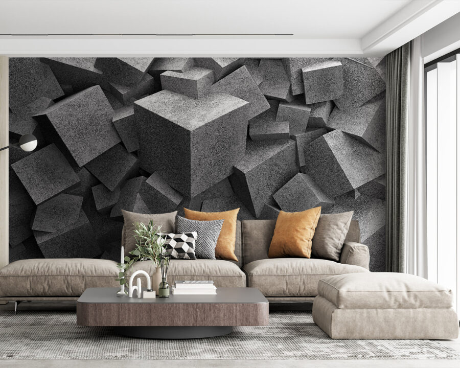 Wall murals Pile of grey cubes