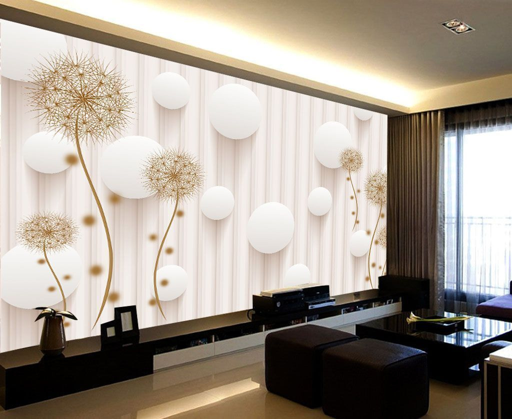 White circles and dandelions on a white background