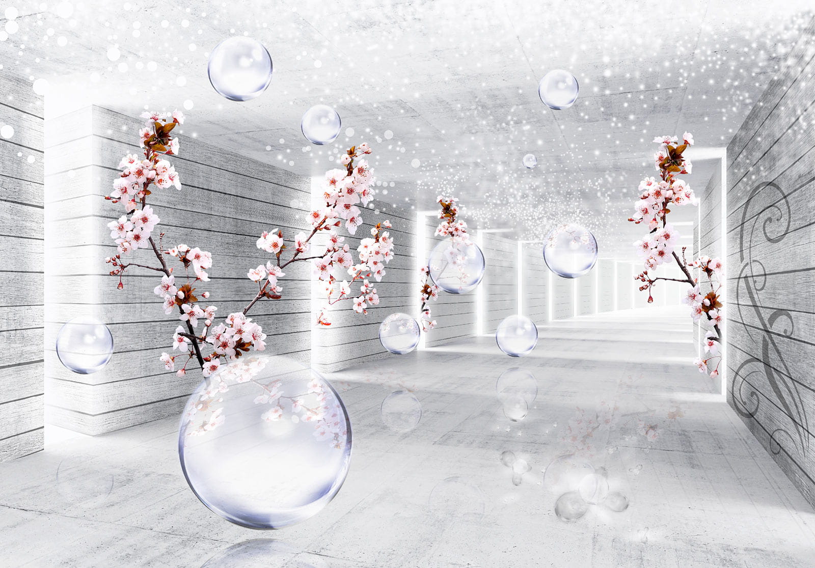 u52629p - White room with flowers and bubbles - tegory