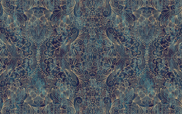 Intricate blue symmetrical floral design. Intricate blue symmetrical floral design.