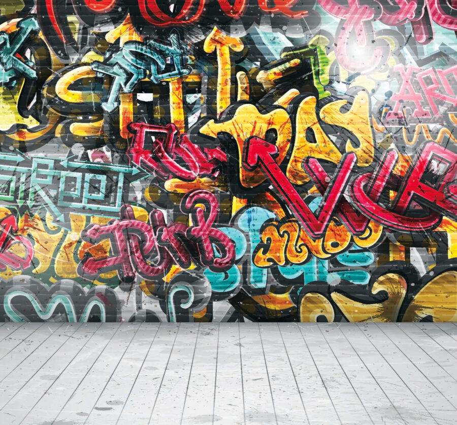 Wall with graffiti on it