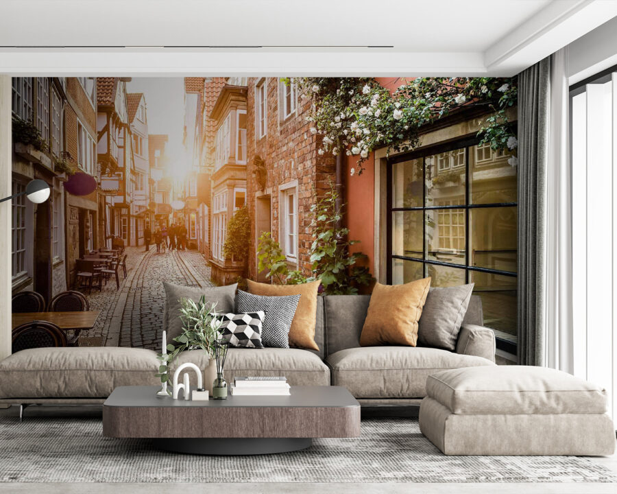 Wall murals Street with buildings and tables and chairs - Image 4