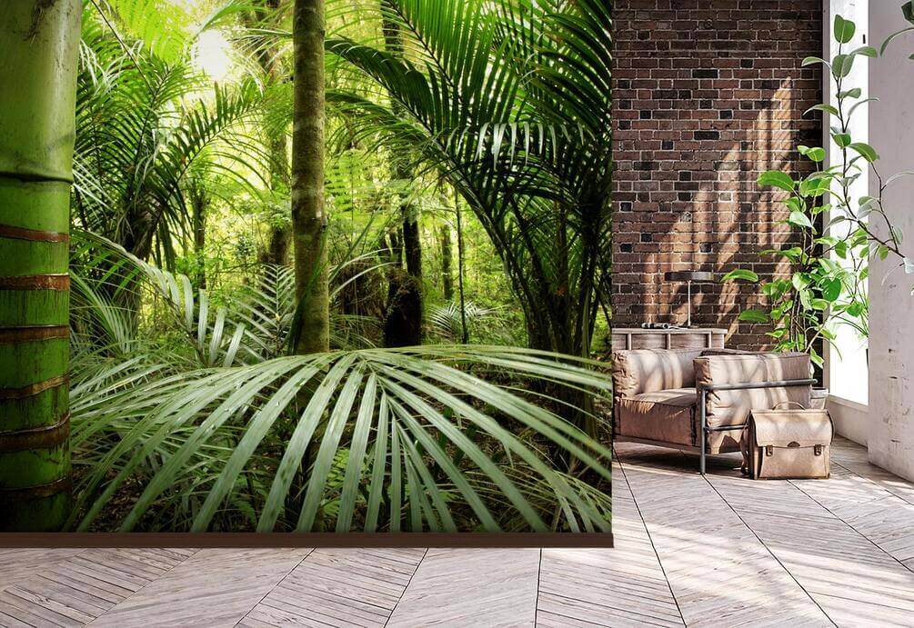 Green forest with palm trees Green forest with palm trees