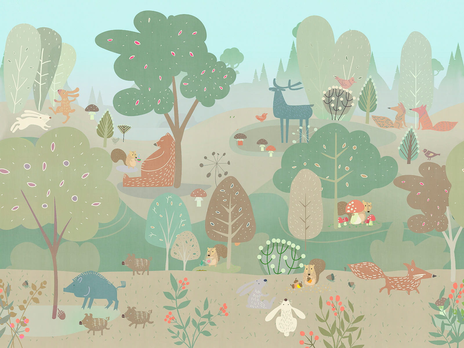 Cartoon of animals in a forest u60020p - Cartoon of animals in a forest - tegory