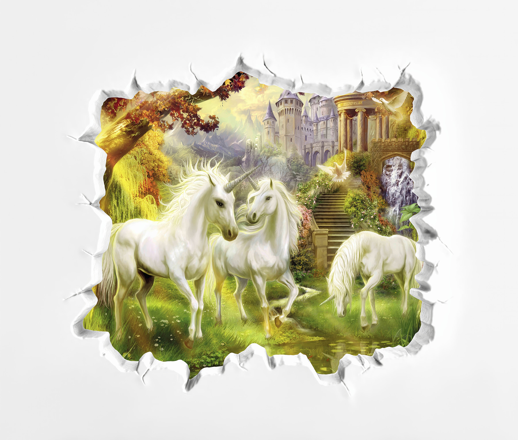 u60025p - Wall with a castle and unicorns - tegory