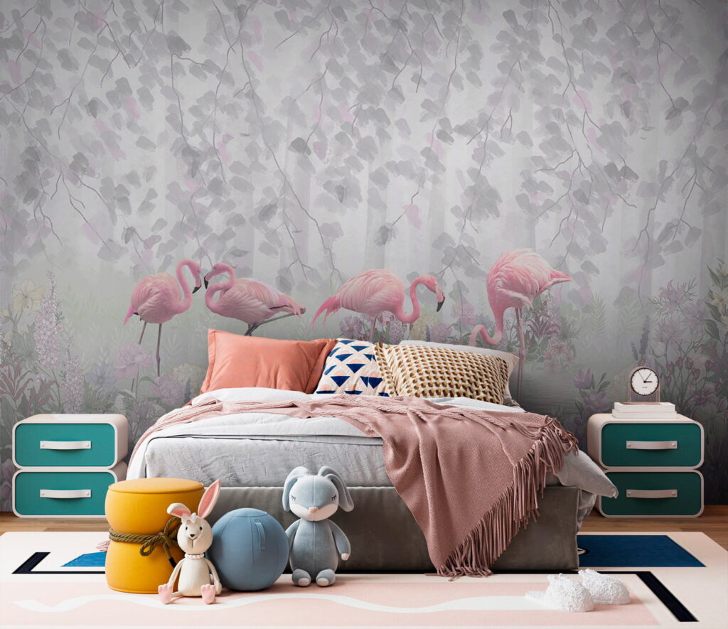 u60027pir4 1024x885 - Group of pink flamingos in a pond with flowers - tegory