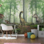 Wall murals Group of dinosaurs in a forest