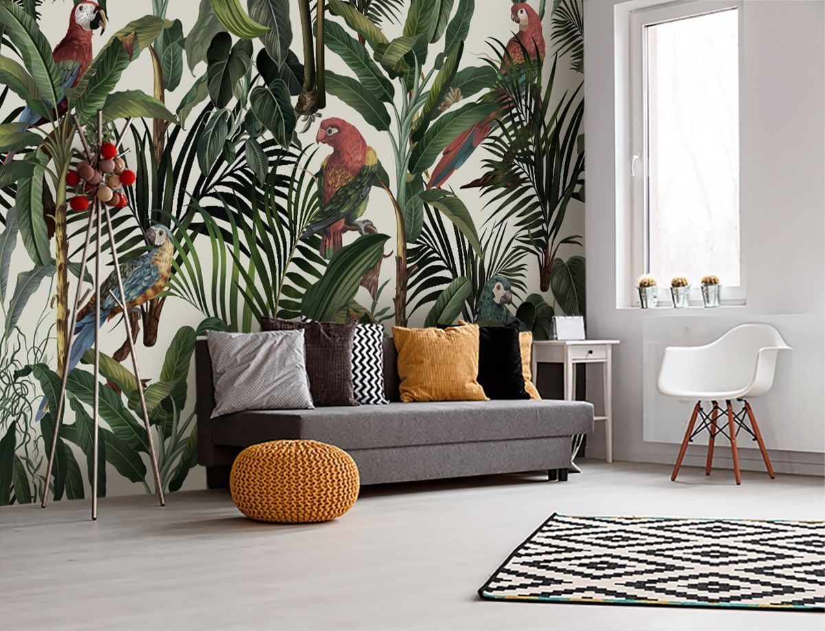 Wallpaper with birds and plants u60117pig1m - Wallpaper with birds and plants - tegory