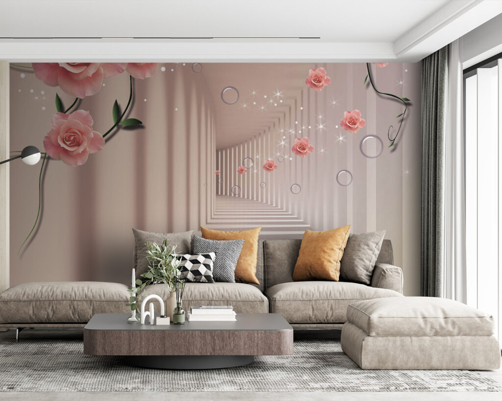 u60194v3pig63m 1024x819 - Wallpaper with pink roses and white stairs - tegory