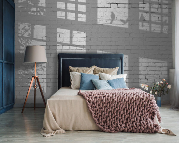 Wall murals Wall murals Wall with windows and birds shadow (SKU: u60229)