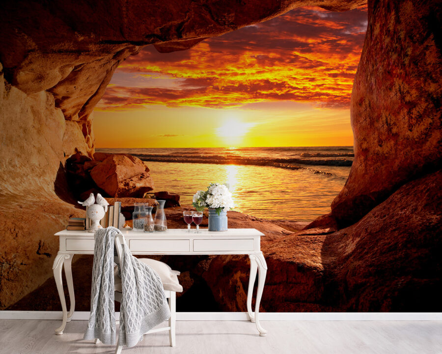 Sunset over a body of water