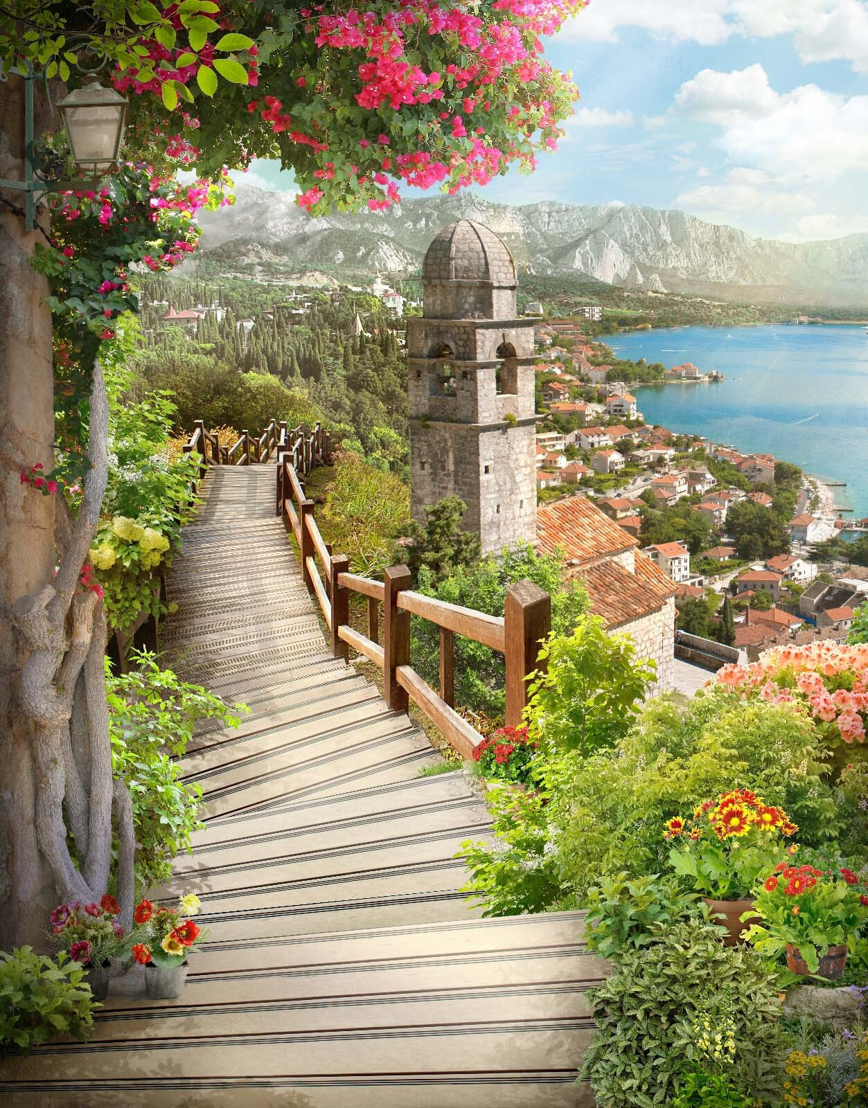 Stairway leading to a town u60510p - Stairway leading to a town - tegory