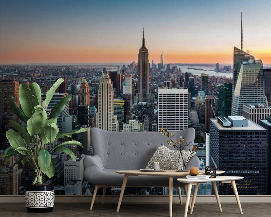 Wall murals City skyline with tall buildings
