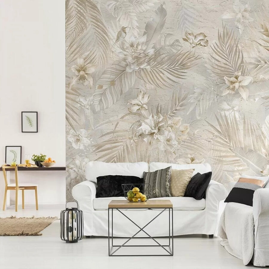 Wall murals Elegant floral pattern in soft hues.
