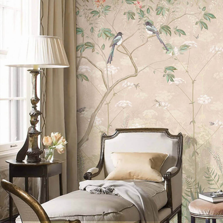 Wallpaper with birds on trees and flowers u66462pig1m 900x900 - Wallpaper with birds on trees and flowers - tegory