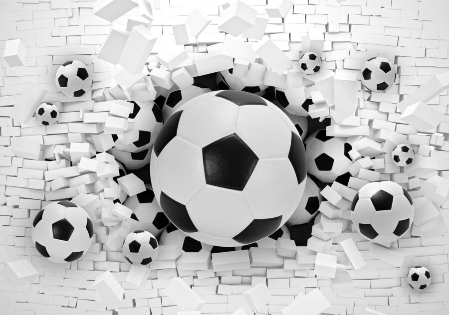 Wall murals Group of football balls in a pile of bricks - Image 11