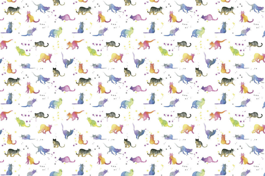 Pattern of watercolor cats