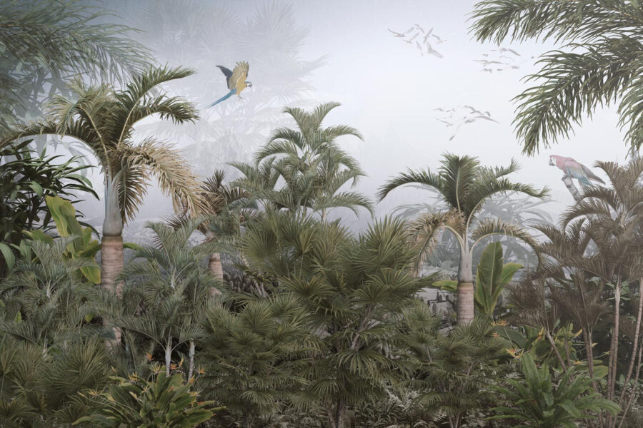 Bird flying over a tropical forest Bird flying over a tropical forest