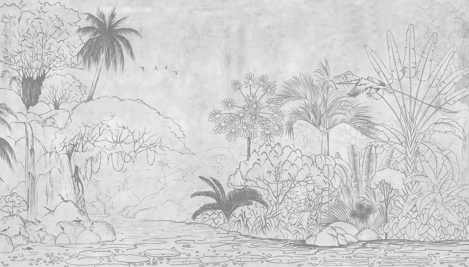 u73528p - Drawing of a river with trees and plants - tegory