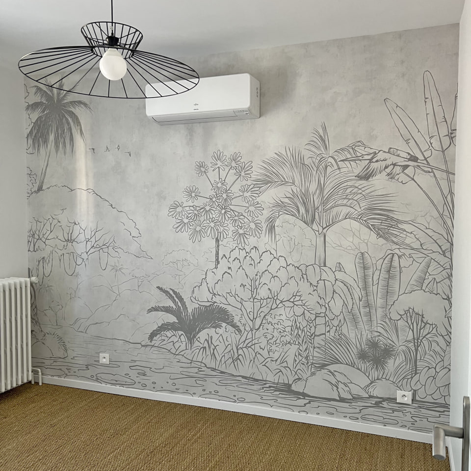 u73528pih10 - Drawing of a river with trees and plants - tegory