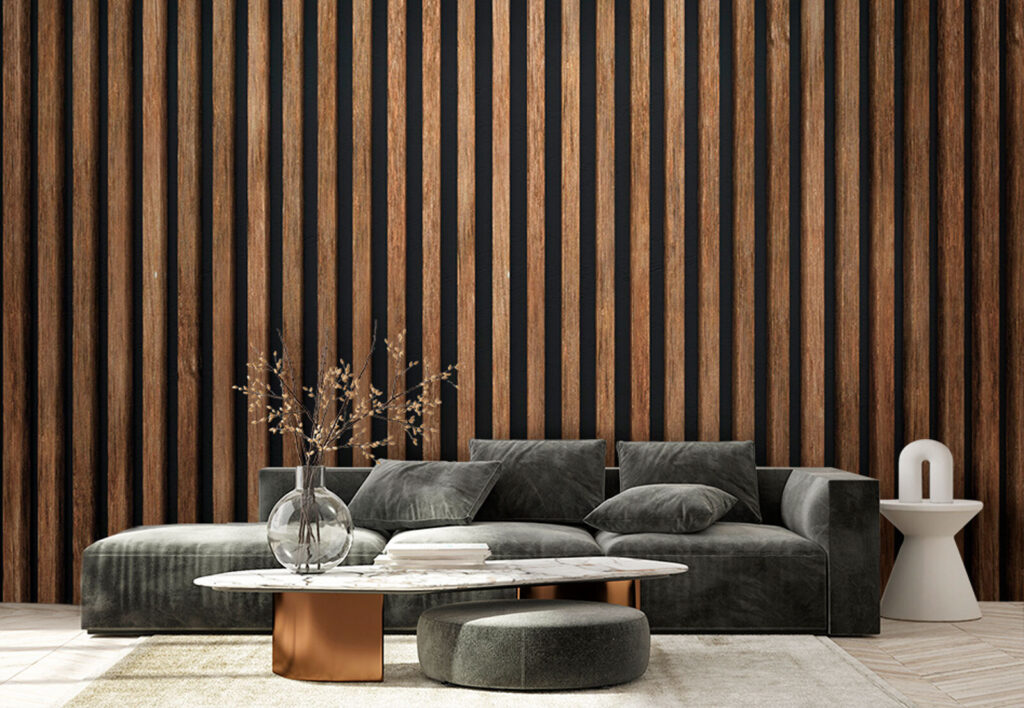 Wooden slats on a dark background