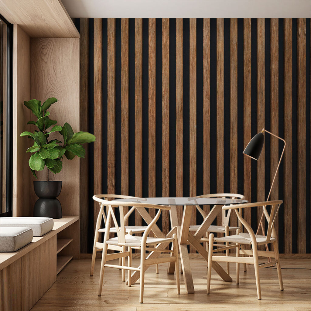 Wooden slats on a dark background