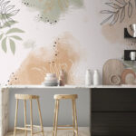 Wall murals Abstract leaves with soft watercolor tones