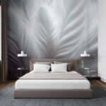 Wall murals Delicate white feather textures intertwining