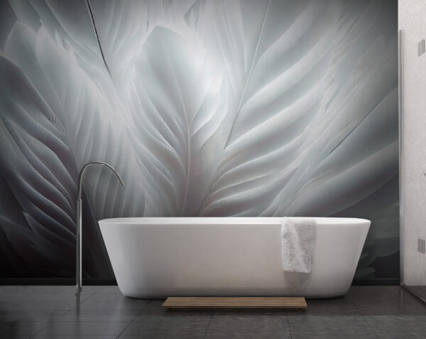 Delicate white feather textures intertwining