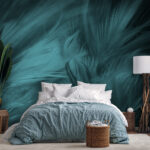 Wall mural Soft teal feathers in gentle waves