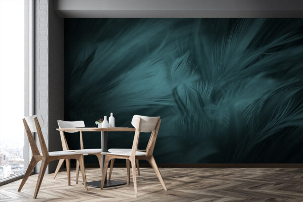 Soft teal feathers in gentle waves. Soft teal feathers in gentle waves.
