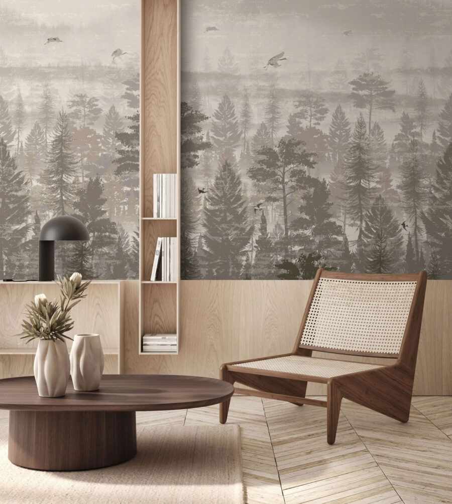 Wall murals Birds flying over a forest - Image 2