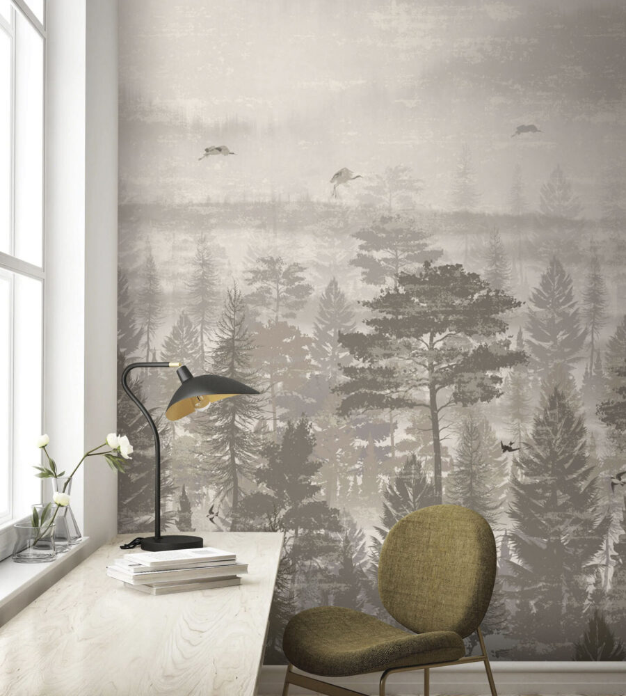 Wall murals Birds flying over a forest - Image 5