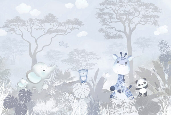 A group of animals in a forest