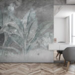 Wall mural Soft greens against a muted background