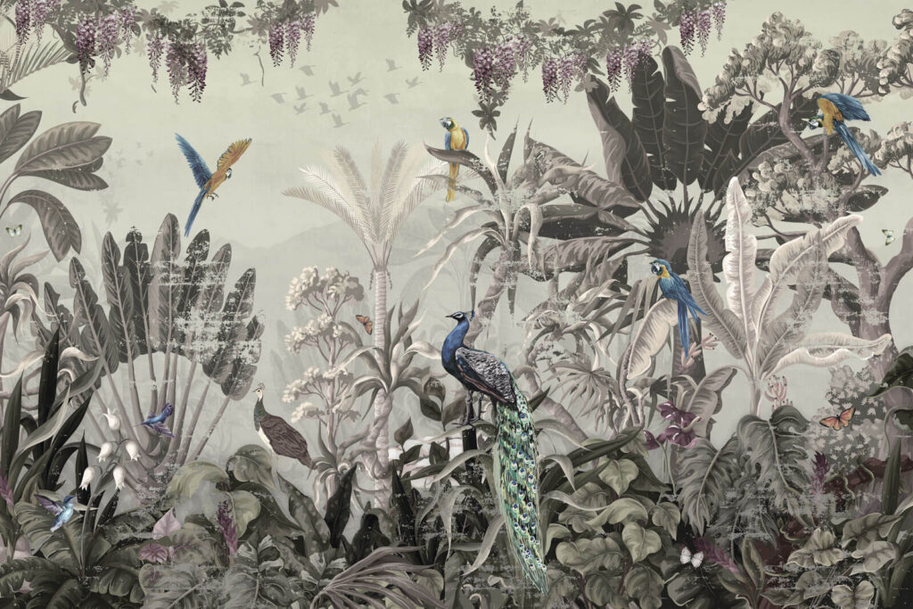 Mural of birds and plants Mural of birds and plants
