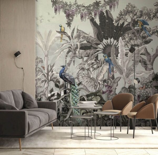 Mural of birds and plants u73928pig1 600x589 - Mural of birds and plants - tegory