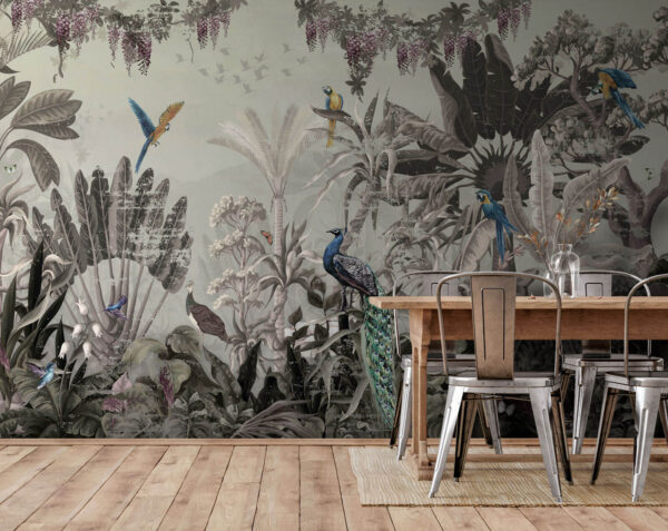 Mural of birds and plants u73928piq1 600x477 - Mural of birds and plants - tegory