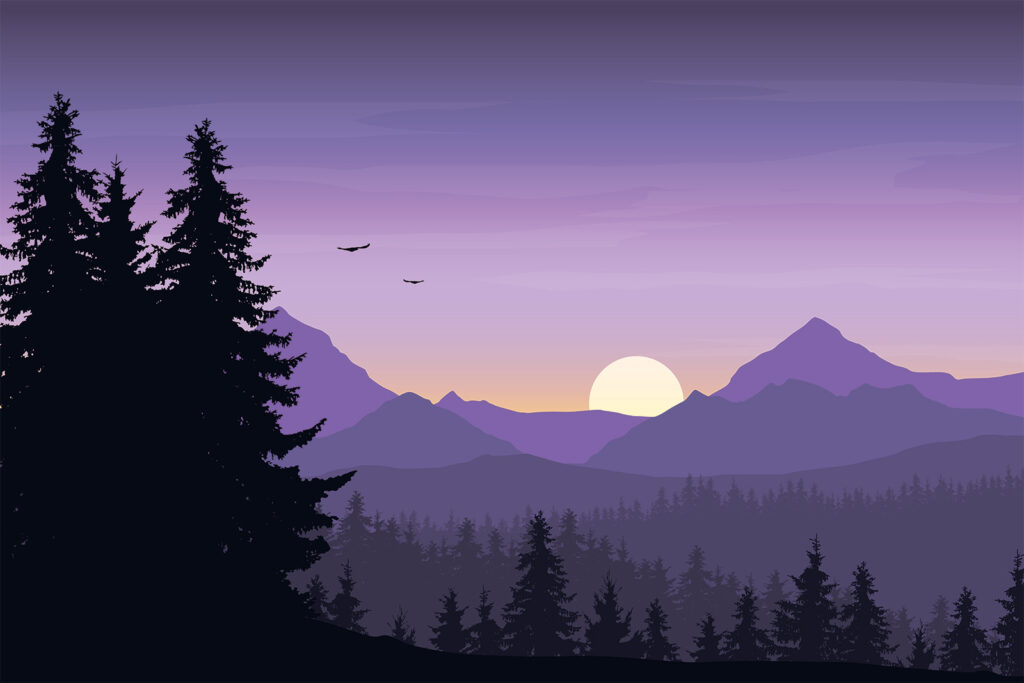 Landscape with trees and mountains Landscape with trees and mountains