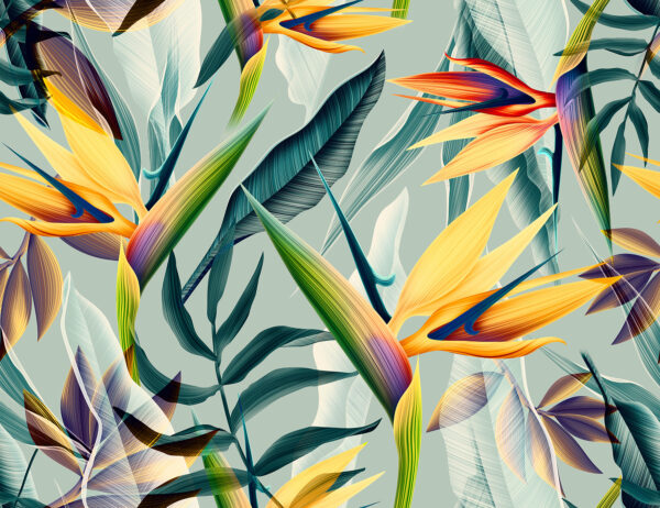 Colorful flowers and leaves Colorful flowers and leaves